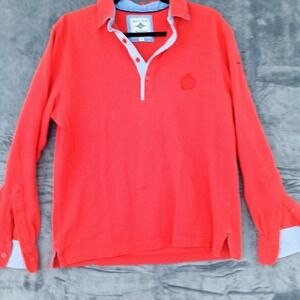 Baileys Rugby Pullover Shirt Mens Large Red Long Sleeve 100% Cotton Casual Crest